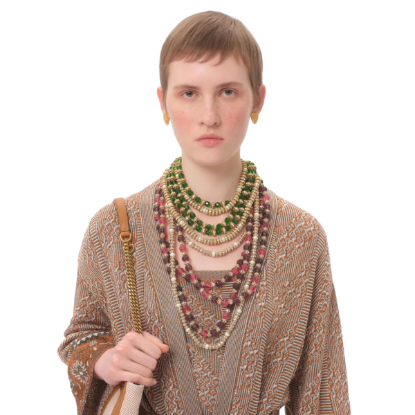 VALENTINO cardigan viscose coton motif jacquard lurex beige ceinture à nouer poches plaquées