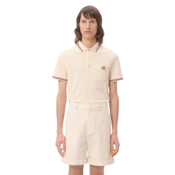 Polo VALENTINO piqué coton écru écusson V Logo