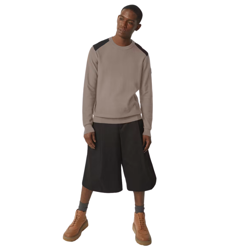 pull col ras du cou CANADA GOOSE Dartmouth laine mérinos beige black label