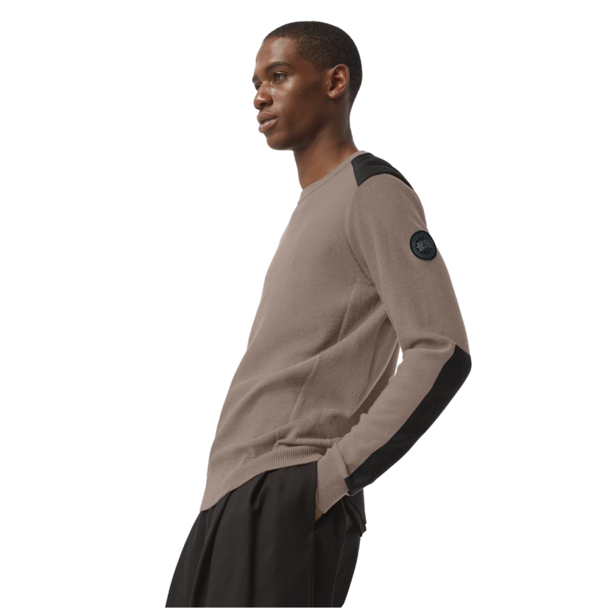 pull col ras du cou CANADA GOOSE Dartmouth laine mérinos beige black label