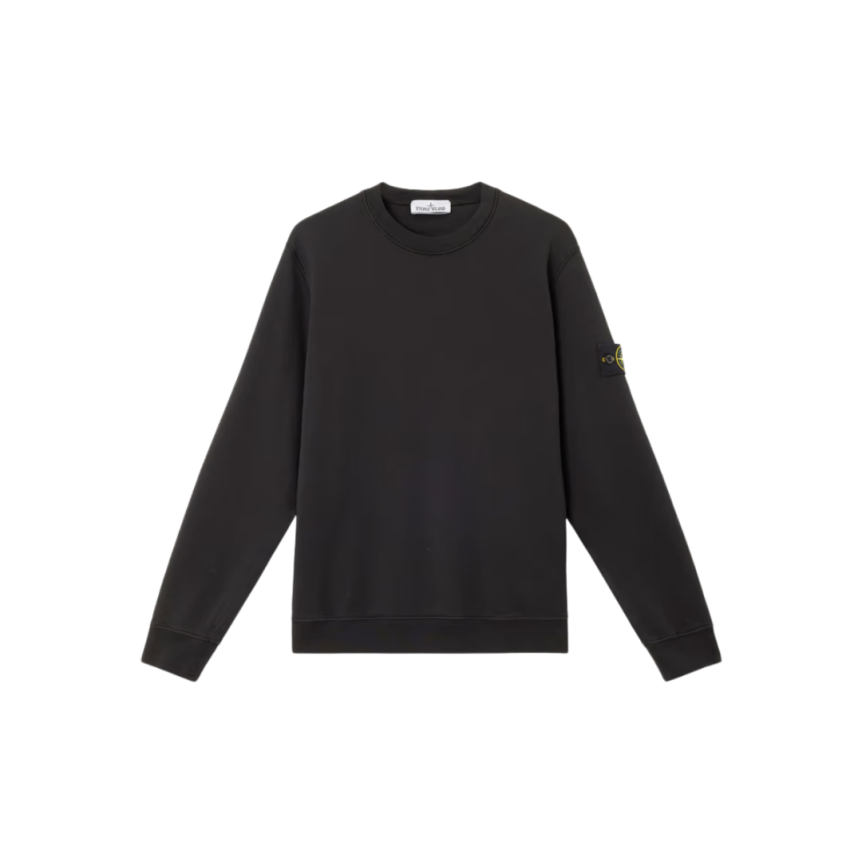 Sweat-shirt STONE ISLAND ras-du-cou molleton coton biologique noir