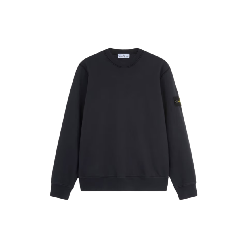 Sweat-shirt STONE ISLAND ras-du-cou molleton coton biologique bleu marine