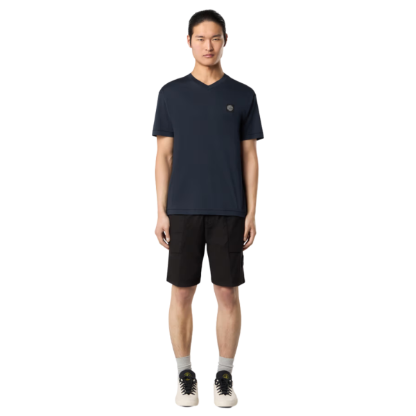 T-shirt slim STONE ISLAND coton bleu marine écusson Compass