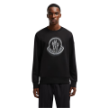 Sweat-shirt col rond coton noir logo flouté