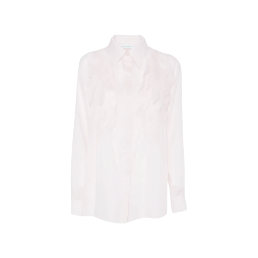 Chemise semi transparente ALBERTA FERRETTI coton blanc volants