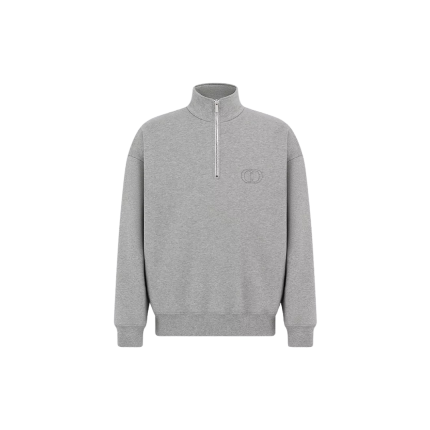Sweatshirt demi-zippé DIOR CD Icon molleton coton gris