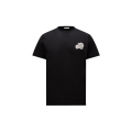 T-shirt col rond coton noir double logo feutre