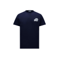 T-shirt col rond coton bleu marine double logo feutre