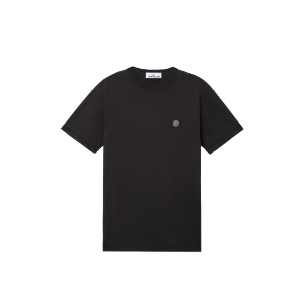T-shirt STONE ISLAND col rond manche courte coton noir logo poitrine