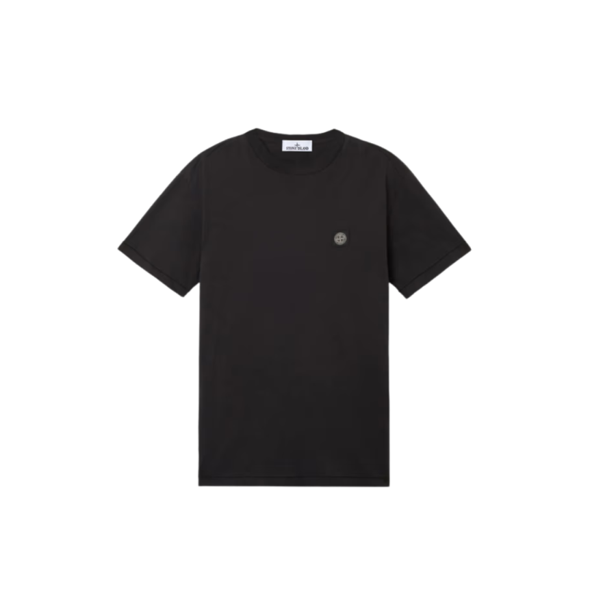 T-shirt STONE ISLAND col rond manche courte coton noir logo poitrine