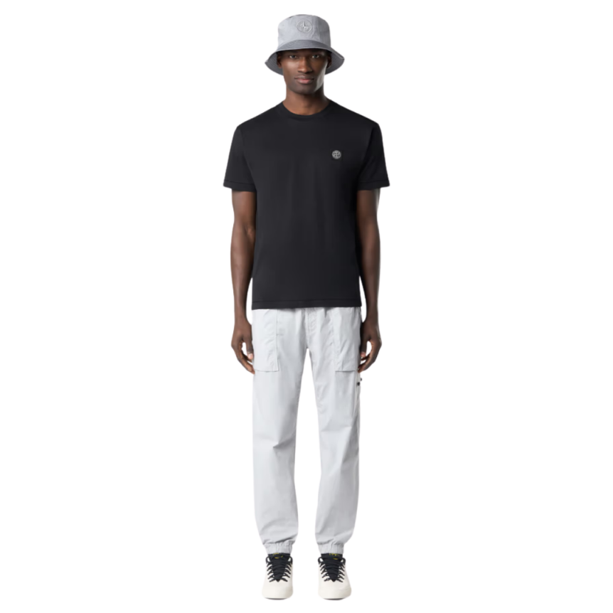 T-shirt STONE ISLAND col rond manche courte coton noir logo poitrine