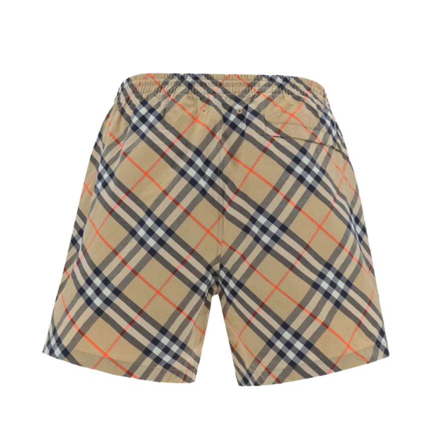 Short de bain BURBERRY check beige orange