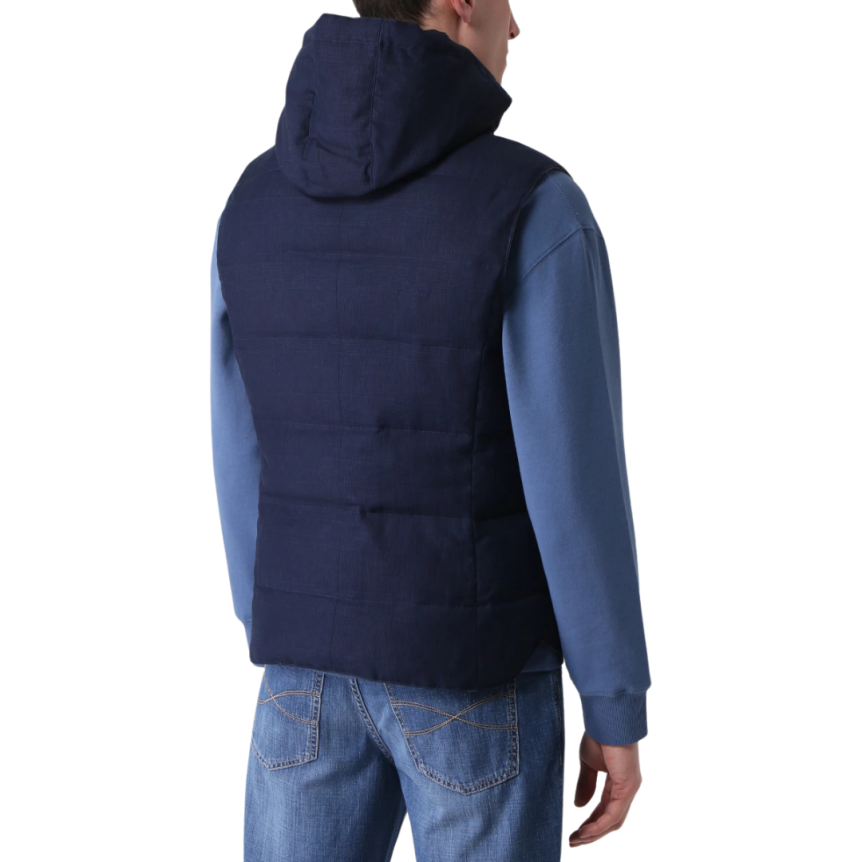 Gilet sans manche BRUNELLO CUCCINELLI doudoune bleu marine capuche