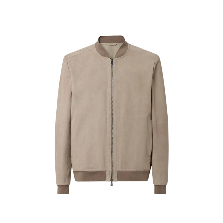 Blouson bomber CORNELIANI zippé daim beige