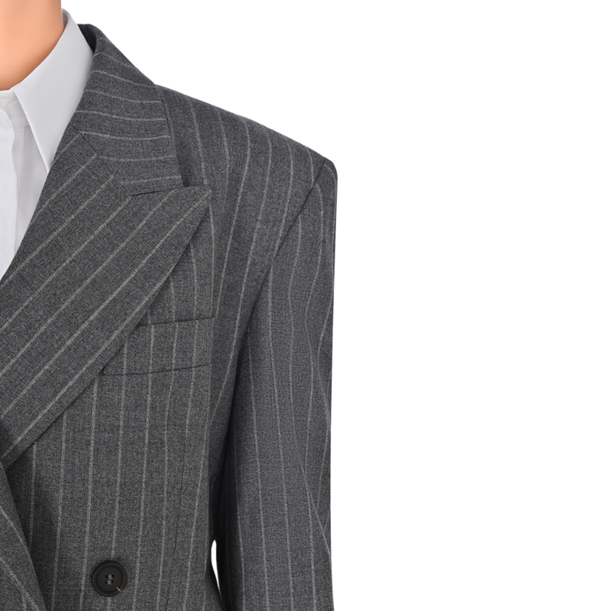 Veste blazer croisé BRUNELLO CUCINELLI rayures tennis chevrons gris