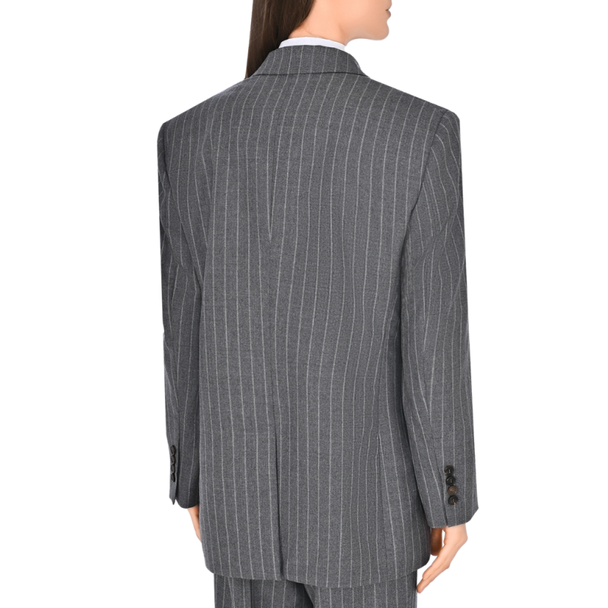 Veste blazer croisé BRUNELLO CUCINELLI rayures tennis chevrons gris