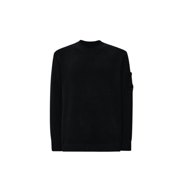 Pull col rond CP COMPANY coton chenille noir