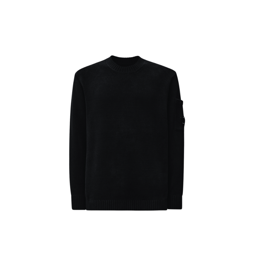 Pull col rond CP COMPANY coton chenille noir