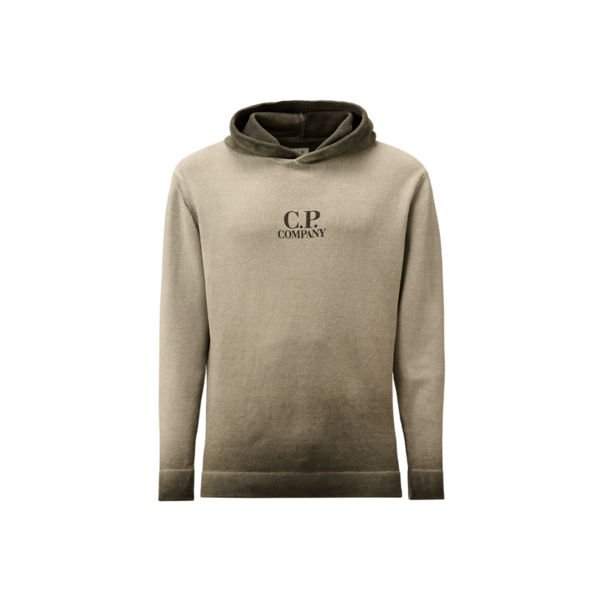 Sweat-shirt à capuche CP COMPANY coton chenille tie & dye gris