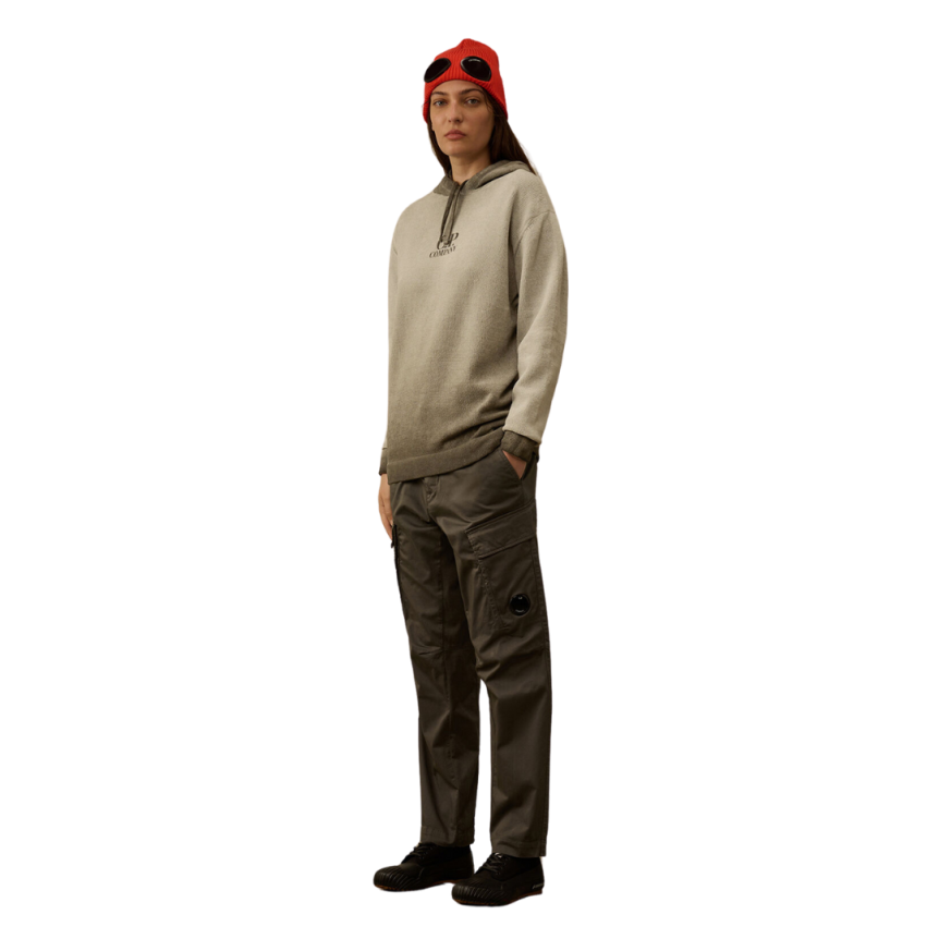 Sweat-shirt à capuche CP COMPANY coton chenille tie & dye gris