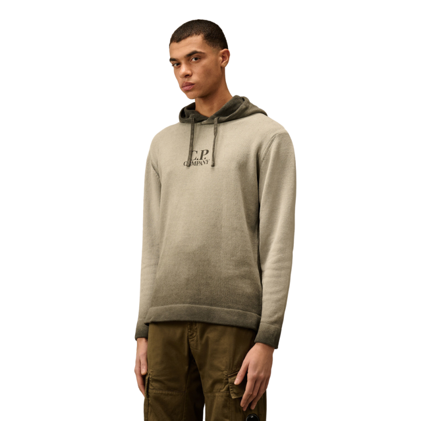 Sweat-shirt à capuche CP COMPANY coton chenille tie & dye gris