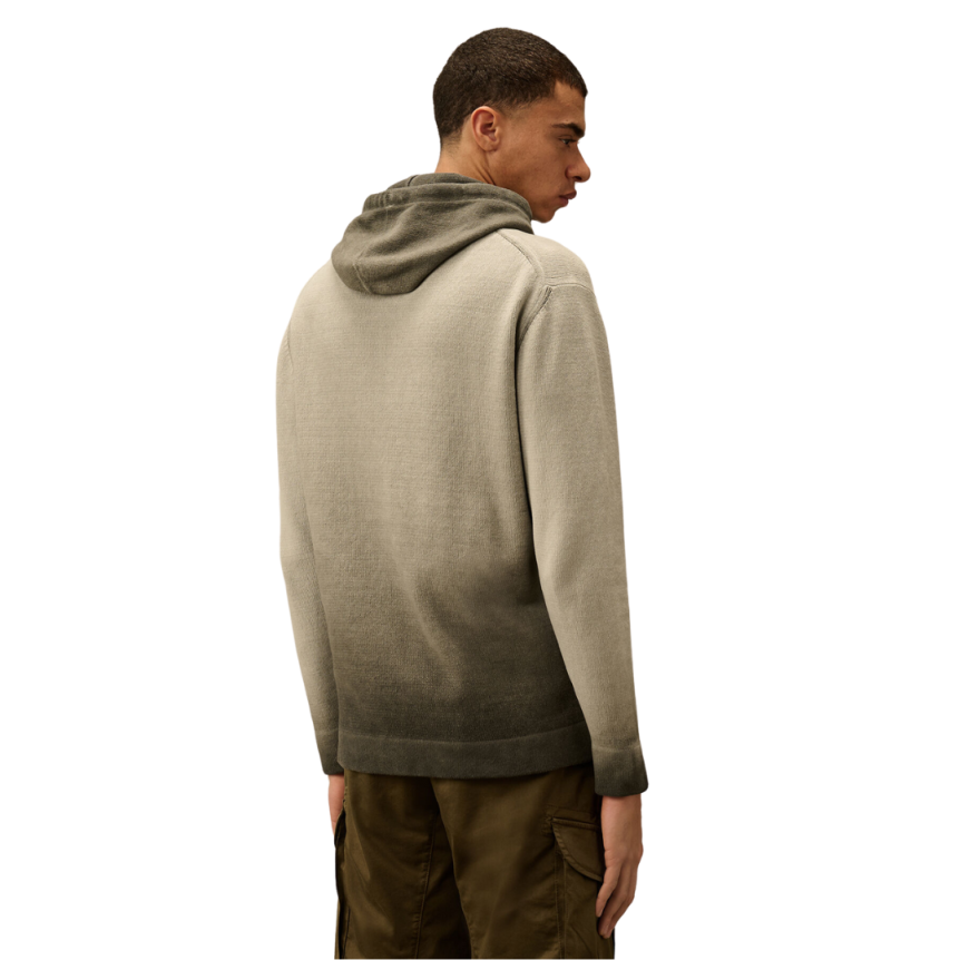 Sweat-shirt à capuche CP COMPANY coton chenille tie & dye gris