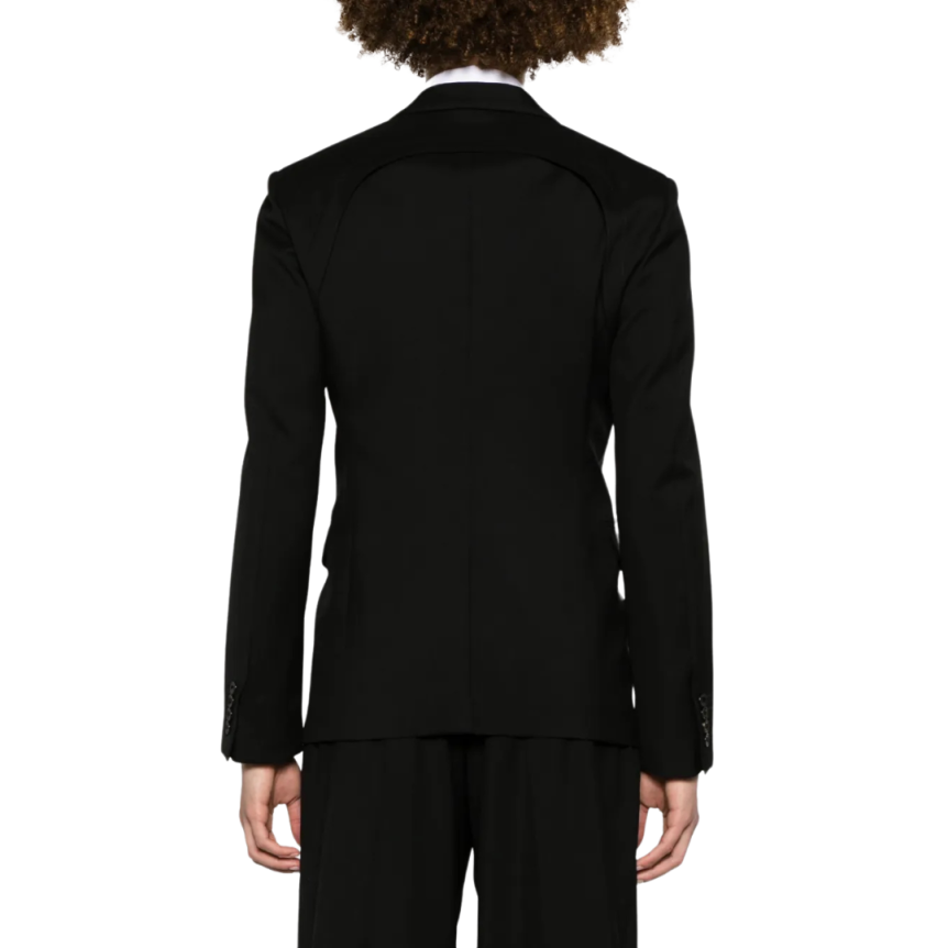Blazer ALEXANDER MCQUEEN sergé laine simple boutonnage noir harnais