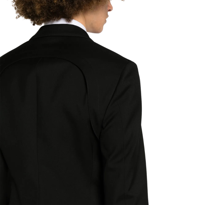 Blazer ALEXANDER MCQUEEN sergé laine simple boutonnage noir harnais