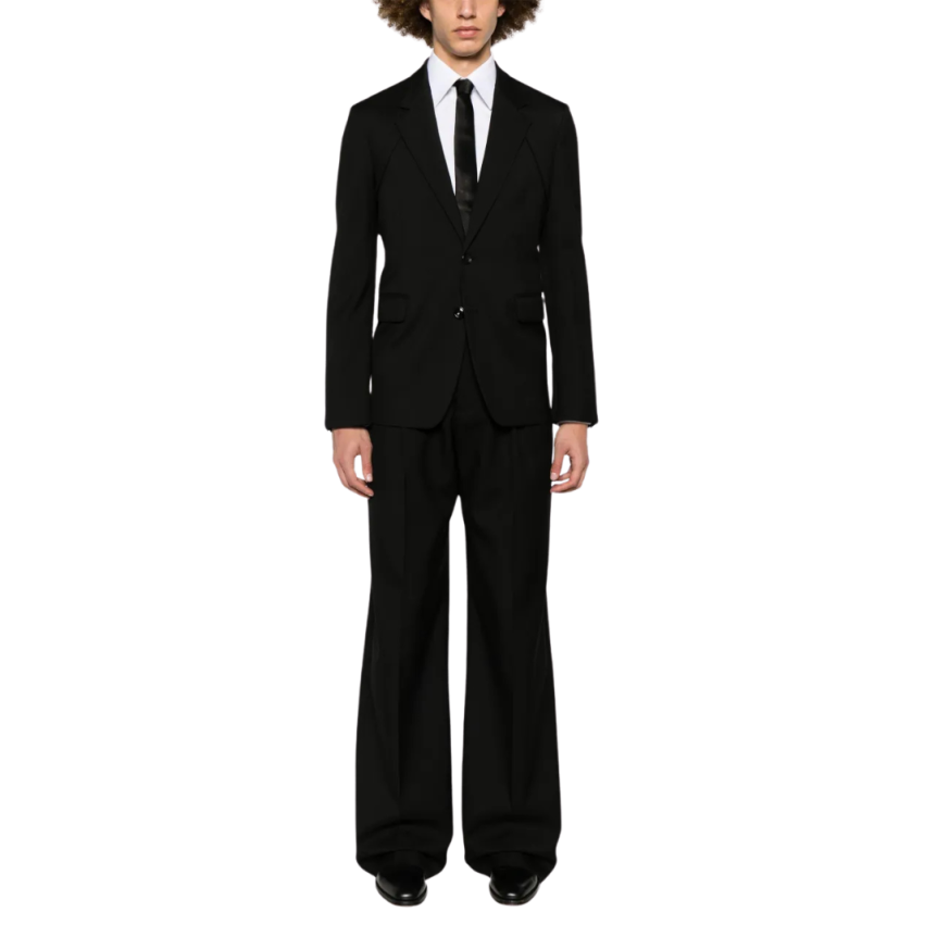 Blazer ALEXANDER MCQUEEN sergé laine simple boutonnage noir harnais