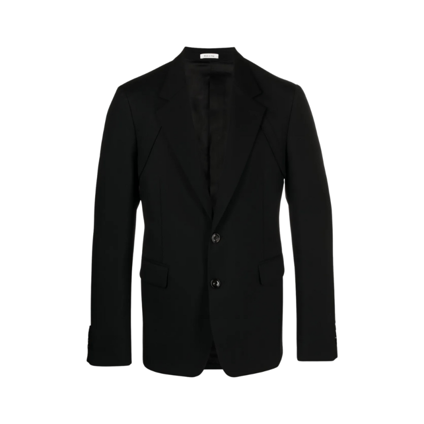 Blazer ALEXANDER MCQUEEN sergé laine simple boutonnage noir harnais