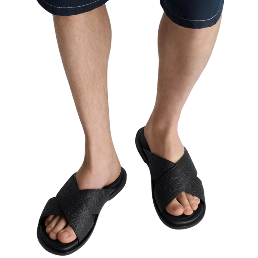 Sandale DIOR Alias cuir Gravity embossé noir