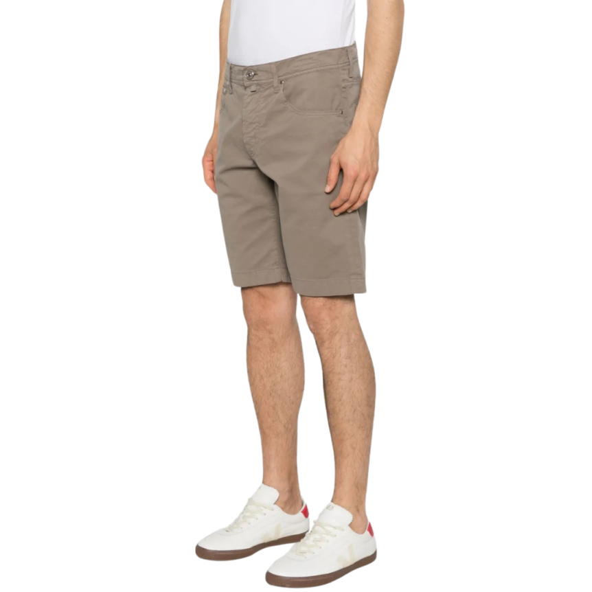 Short JACOB COHEN Nicolas coton gris taupe plaque kaki