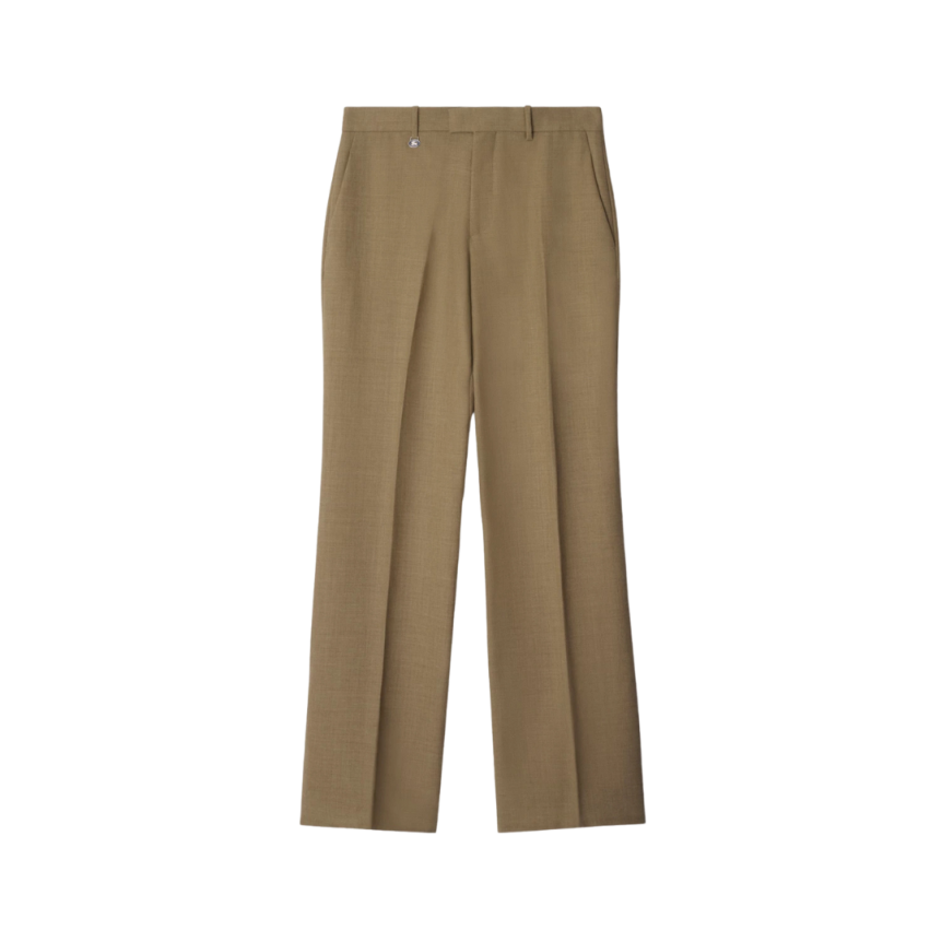 Pantalon bi matière chevrons tricot beige fente jambe