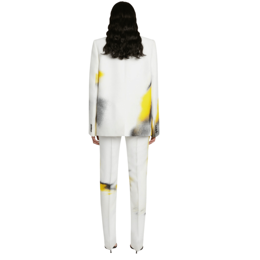 Veste cintrée épaule en pointe ALEXANDER MCQUEEN laine grain de poudre rose porcelaine