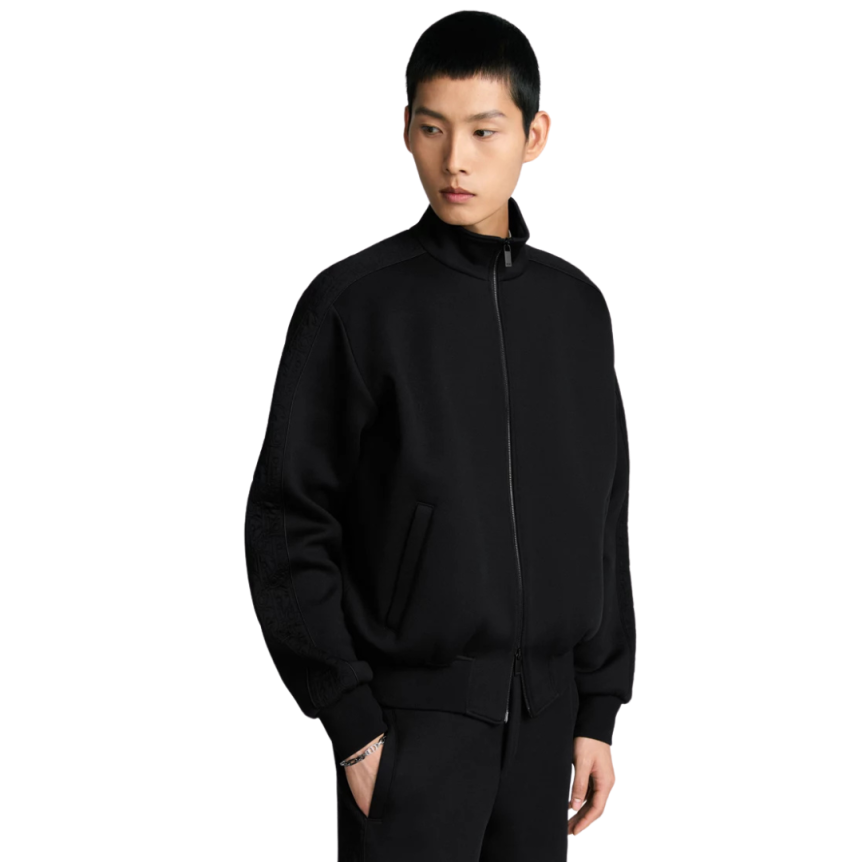 Veste jogging zip jersey coton mélangé noir Dior Oblique