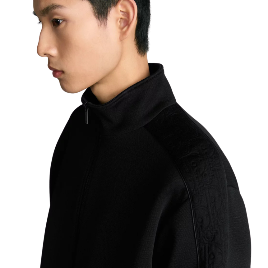 Veste jogging zip jersey coton mélangé noir Dior Oblique
