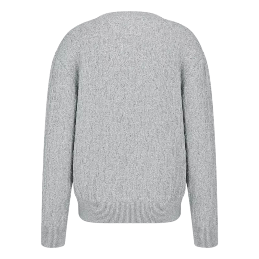 Pull DIOR col rond jacquard coton mélangé gris Dior Oblique