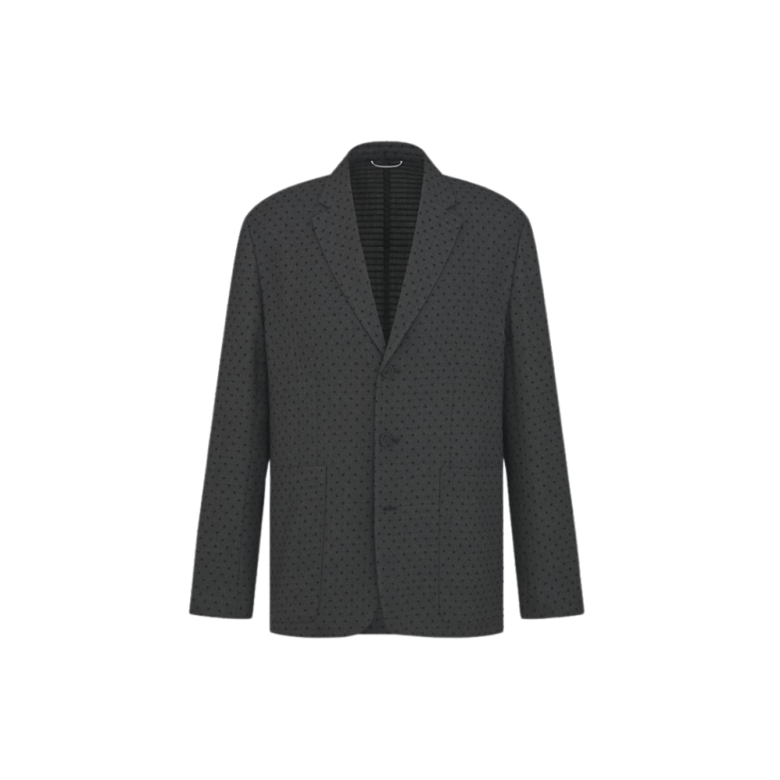 Veste blazer DIOR jacquard laine vierge alpaga gris à pois