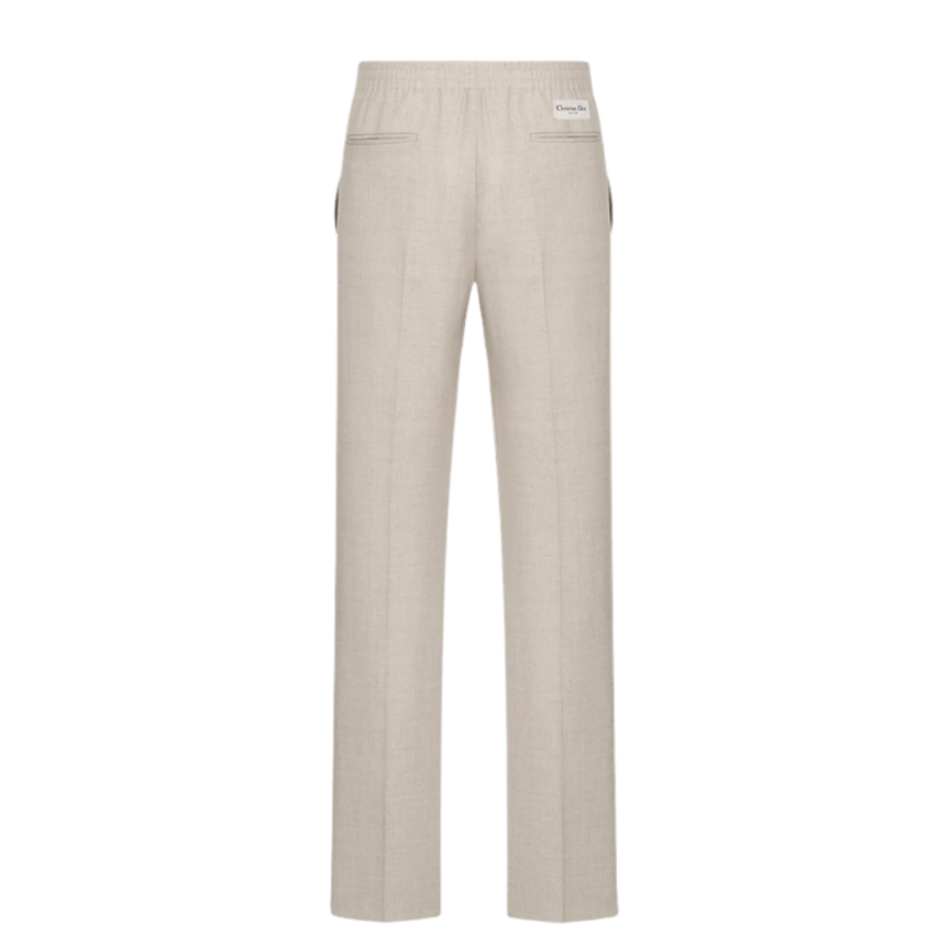 Pantalon jogging tailoring DIOR toile laine vierge lin beige Christian Dior Couture