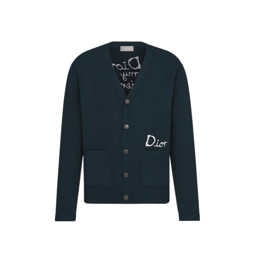 Cardigan DIOR jersey coton mélangé bleu marine imprimé DIOR & HYLTON NEL