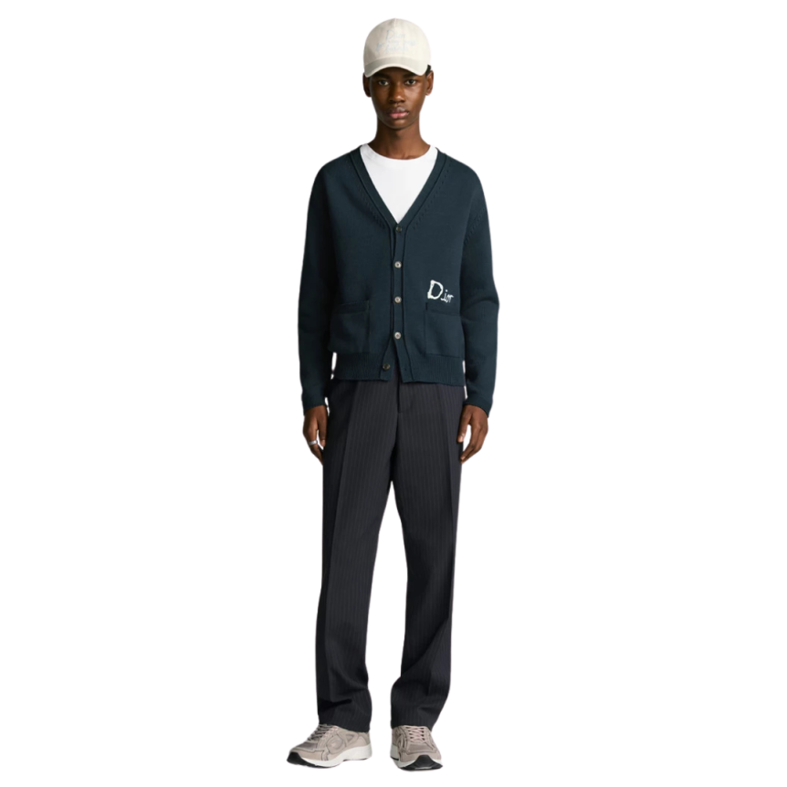 Cardigan DIOR jersey coton mélangé bleu marine imprimé DIOR & HYLTON NEL
