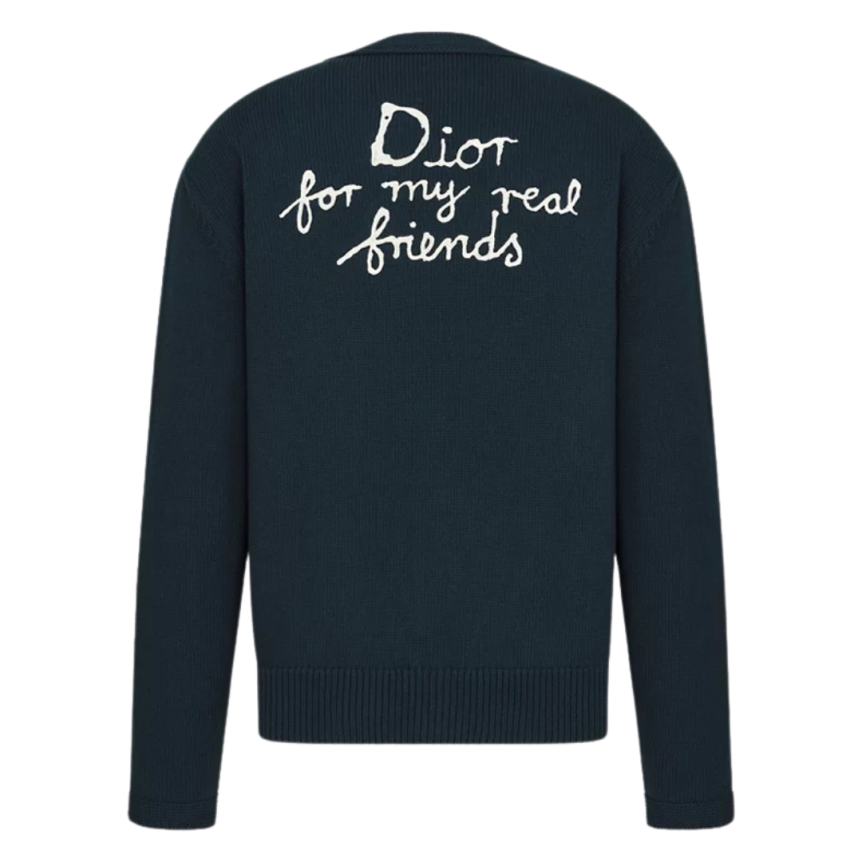 Cardigan DIOR jersey coton mélangé bleu marine imprimé DIOR & HYLTON NEL