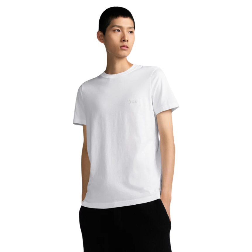 T-shirt col rond coton Sea Island blanc DIOR Icon