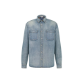 Chemise denim jean coton bleu doublé carreaux broderie Christian DIOR