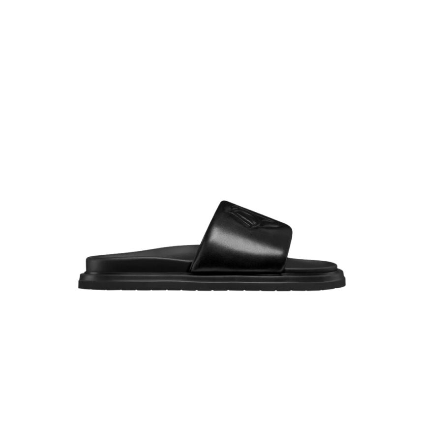 Claquette cuir noir DIOR Charm embossé