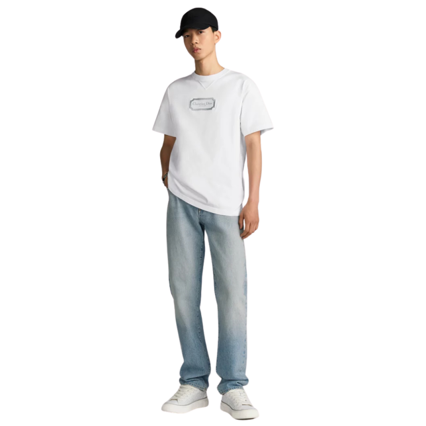 Jean regular long DIOR sergé coton bleu clair jauni