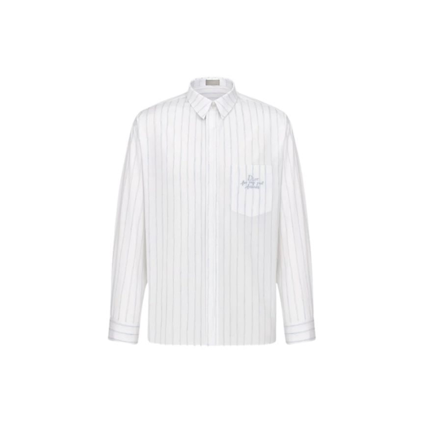 Chemise oversize DIOR and Hylton Nel Popeline coton blanc rayé bleu
