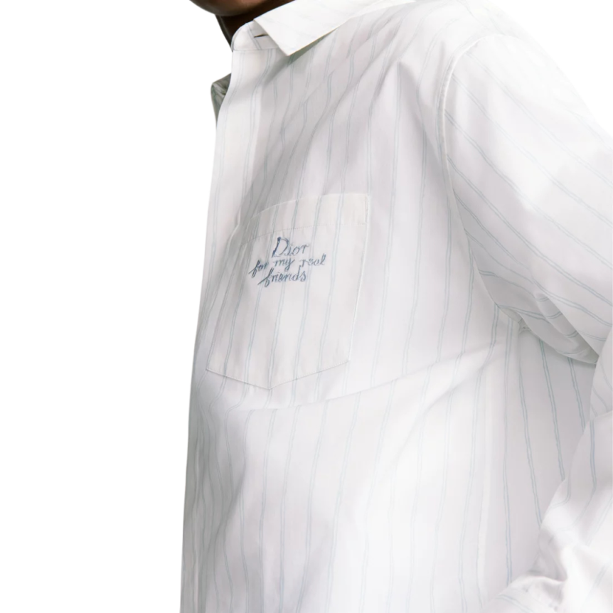 Chemise oversize DIOR and Hylton Nel Popeline coton blanc rayé bleu