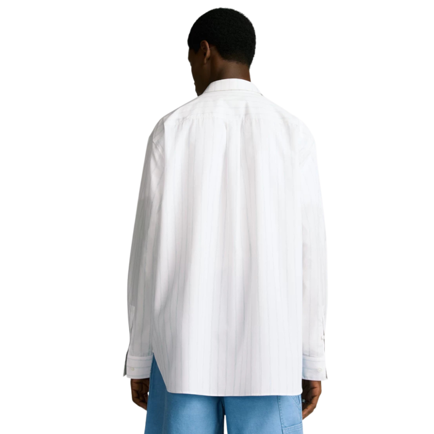 Chemise oversize DIOR and Hylton Nel Popeline coton blanc rayé bleu