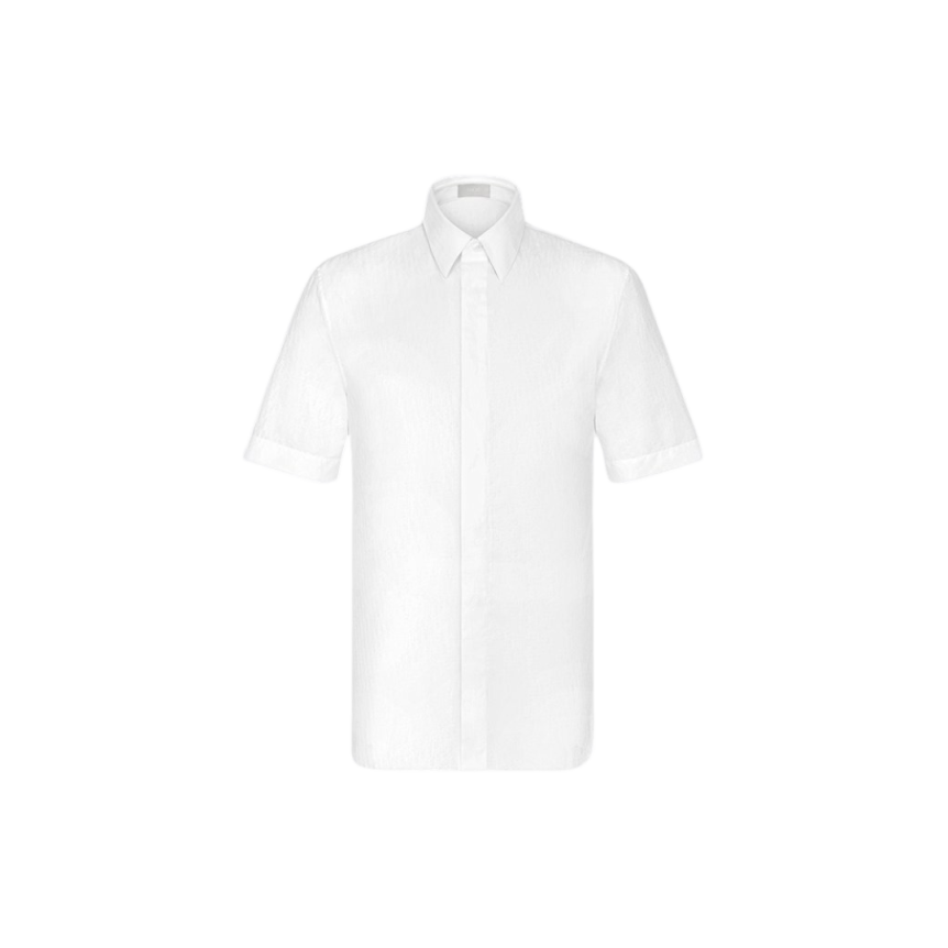 Chemise manches courtes Jacquard coton blanc Dior Oblique